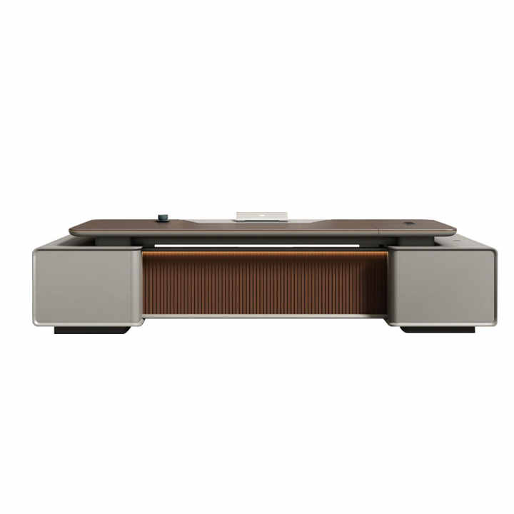 Liyu High-End Office Furniture Modern Minimalist Boss Desk Chair Combination Extendable Wood Panel Table Convertible Hot Sale