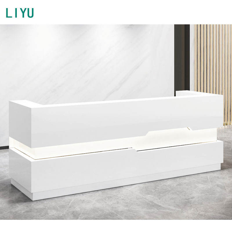 Liyu Custom Luxury Reception Desk Modern Wood Furniture Contemporary Panel Office Work Desk for Hotels & Hospitals 1 Set