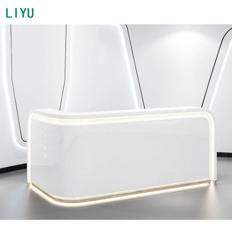 Liyu Custom Luxury Reception Desk Modern Wood Furniture Contemporary Panel Office Work Desk for Hotels & Hospitals 1 Set