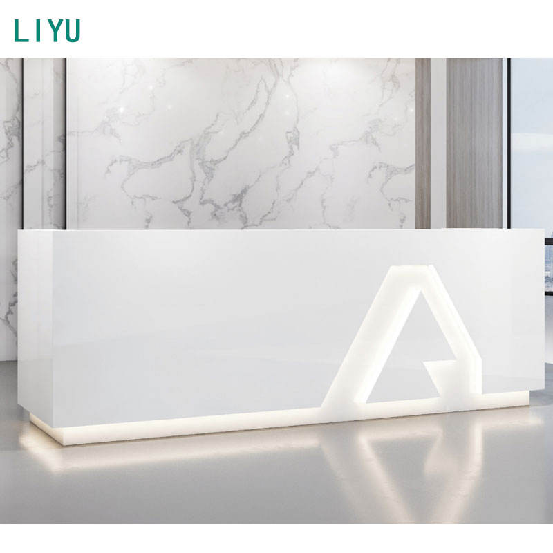 Liyu Custom Luxury Reception Desk Modern Wood Furniture Contemporary Panel Office Work Desk for Hotels & Hospitals 1 Set