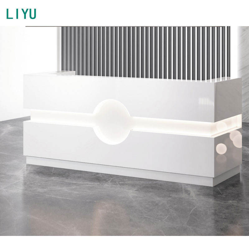 Liyu Custom Luxury Reception Desk Modern Wood Furniture Contemporary Panel Office Work Desk for Hotels & Hospitals 1 Set