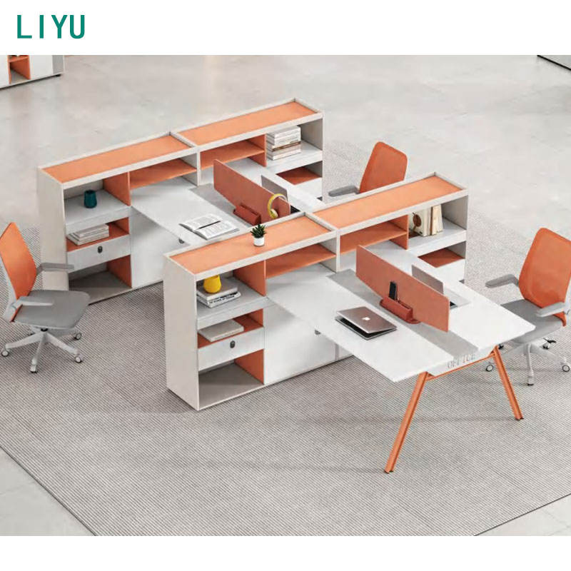 Liyu Modern Design 4-Person Desk Modular Office Workstation Furniture Standard Sizes Table Partition