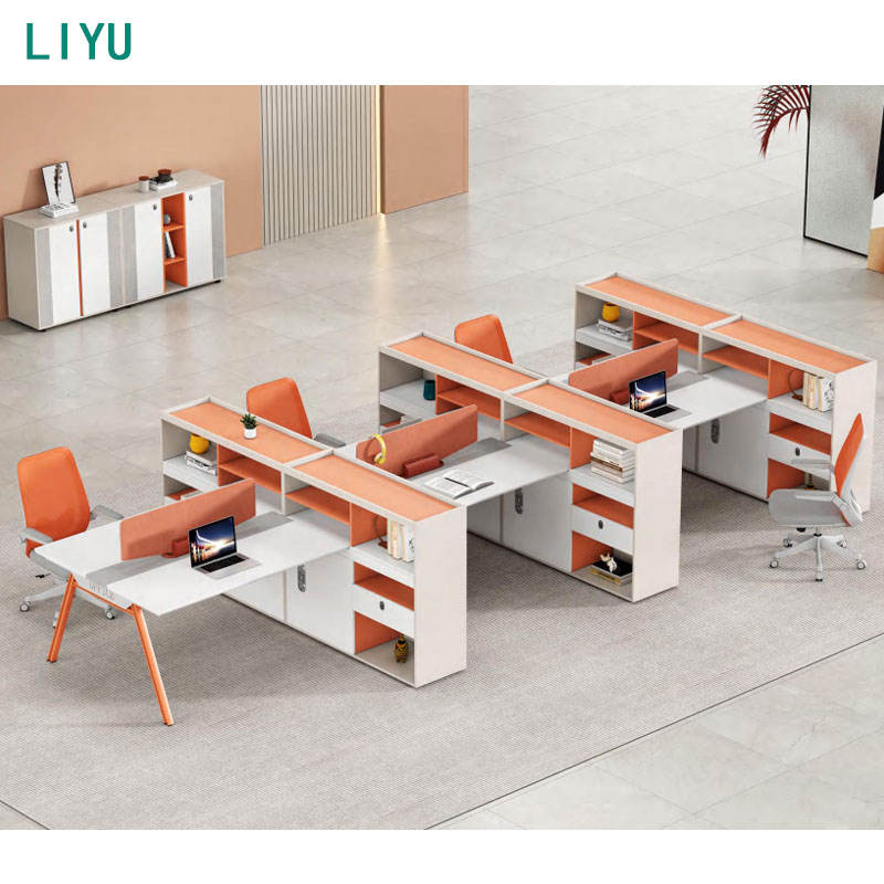 Liyu Modern Design 4-Person Desk Modular Office Workstation Furniture Standard Sizes Table Partition