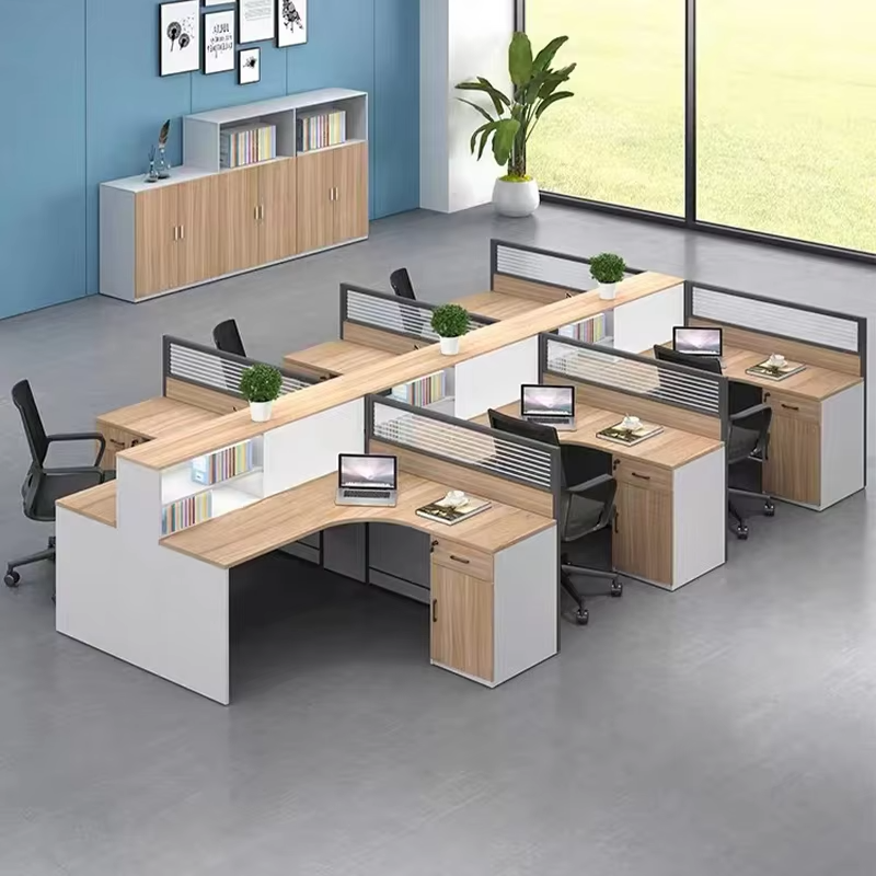 Modern Modular Cubicle Workstation Office Set Wooden Panel Design Desks for Call Center Furniture