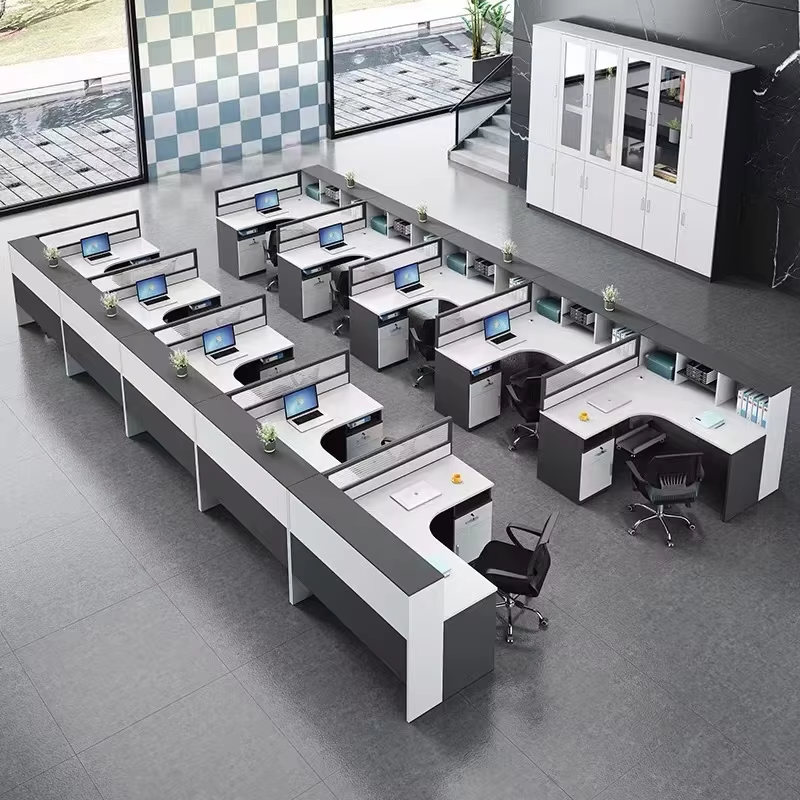 Modern Modular Cubicle Workstation Office Set Wooden Panel Design Desks for Call Center Furniture