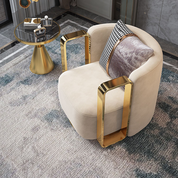 Hot Sale Luxury Stainless Steel Fabric Accent Chair Velvet Lounge Swivel Chairs for Home Hotel Living Room Furniture