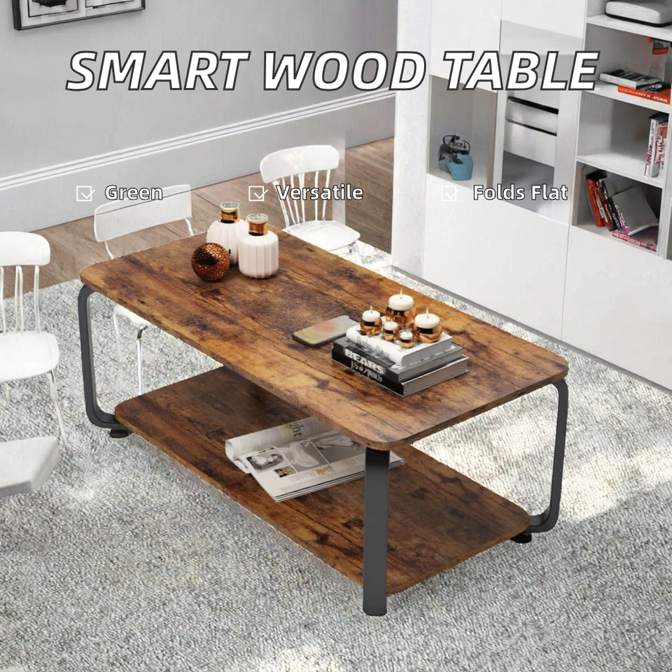 Modern Wooden Coffee Table with Storage Eco-Friendly & Durable Design for Home Office and Living Room