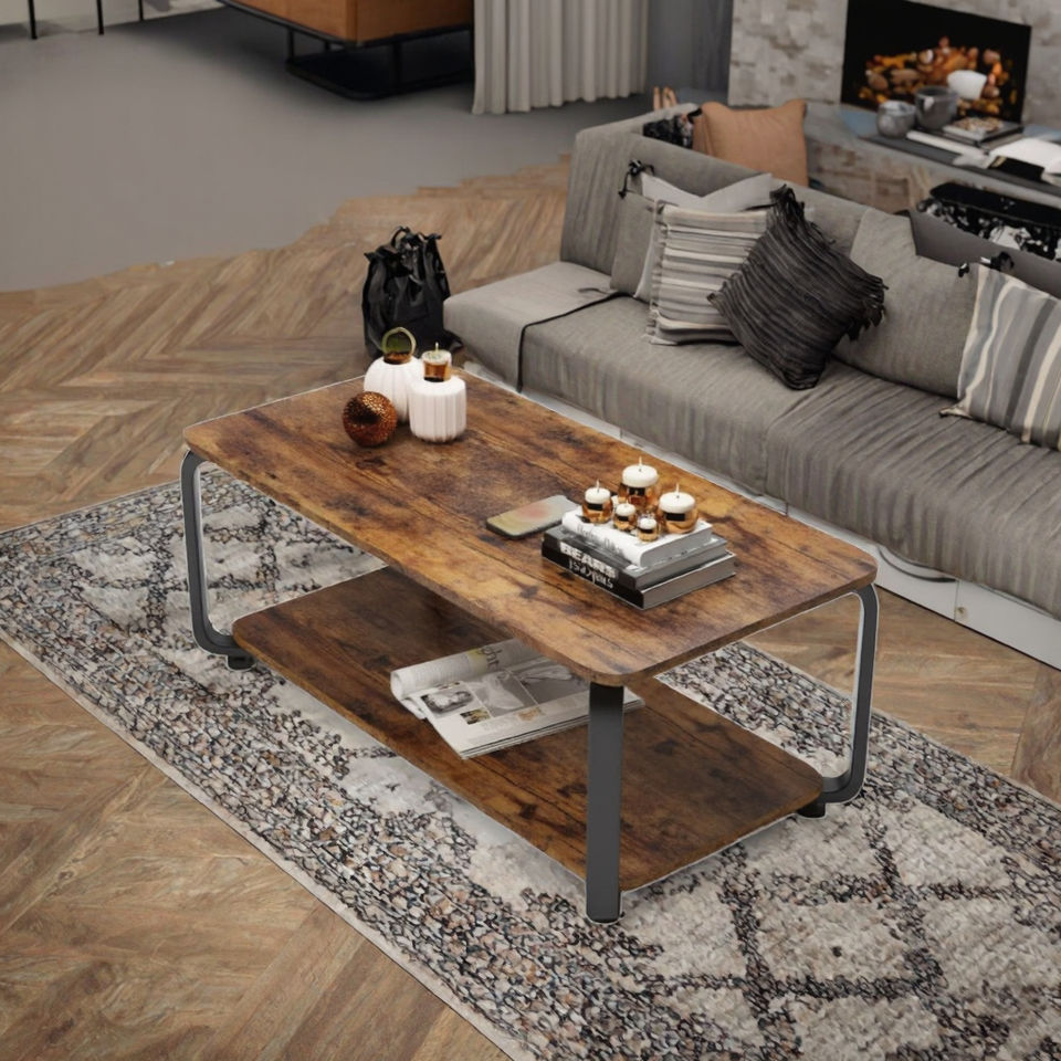 Modern Wooden Coffee Table with Storage Eco-Friendly & Durable Design for Home Office and Living Room
