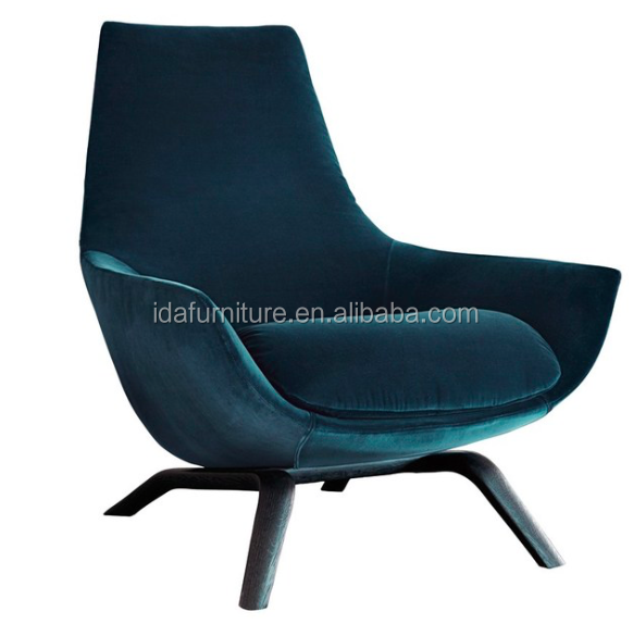 Italian Single Sofa Chair Solid Wood Leisure Chair Hotel Living Room Velvet Armchair High-back Lounge Chair for Hotel
