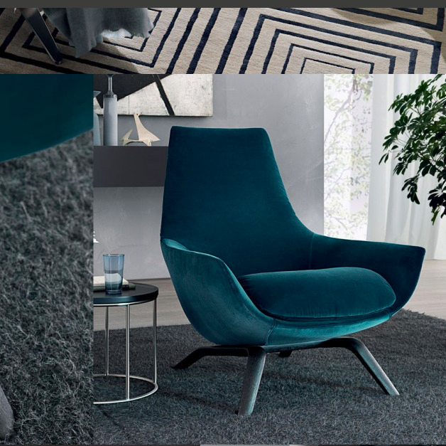 Italian Single Sofa Chair Solid Wood Leisure Chair Hotel Living Room Velvet Armchair High-back Lounge Chair for Hotel