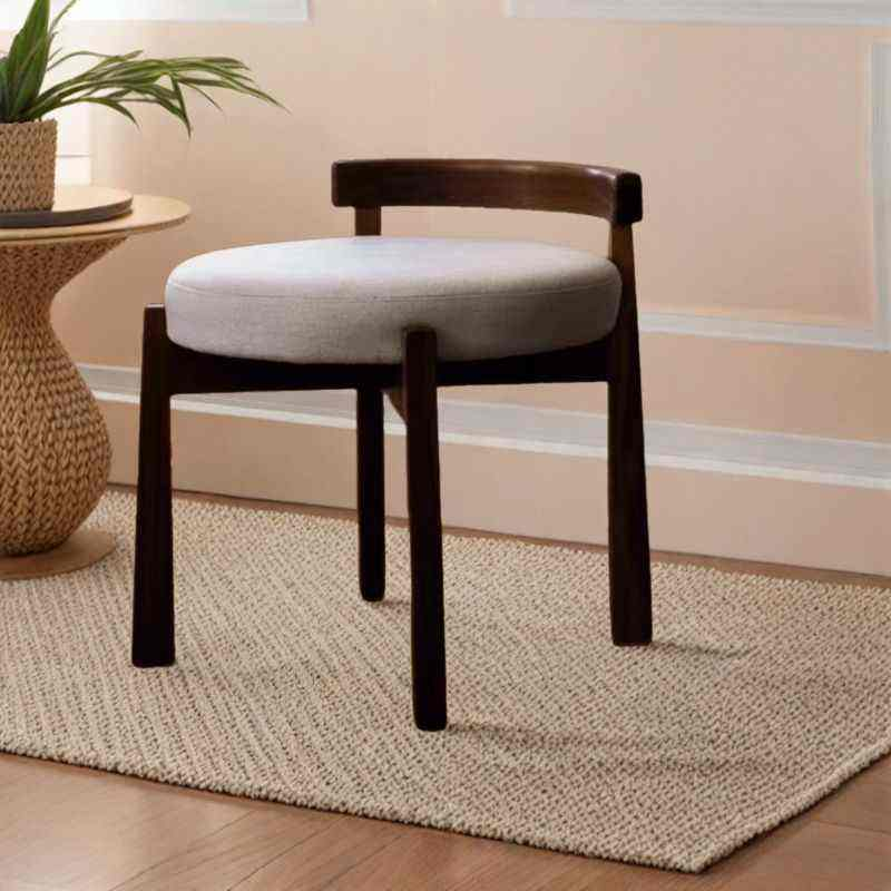 French Modern Fabric Dressing Stool with Lamb Wool Soft Bag for Hotel Use Eco-friendly Living Room Leisure Chair
