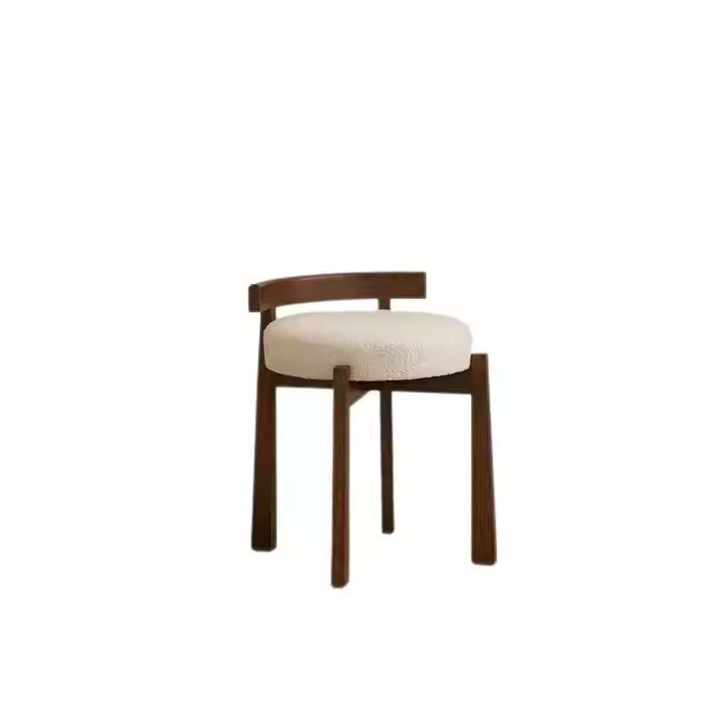 French Modern Fabric Dressing Stool with Lamb Wool Soft Bag for Hotel Use Eco-friendly Living Room Leisure Chair
