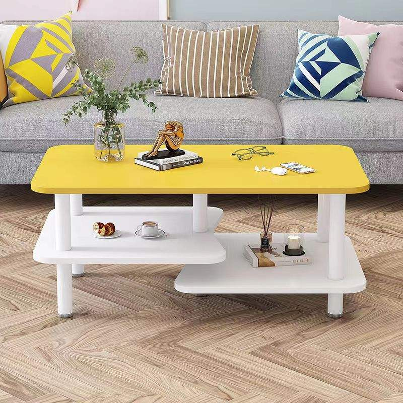 Nordic Modern Durable Small Apartment Living Room Coffee Table Balcony Rectangular Double Layer