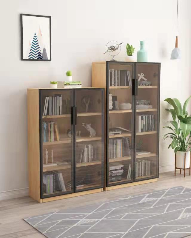Multi-Level Wooden Bookcase Simple Display Bookshelf for Living Room Comic Style Home Furniture Storage Cabinets