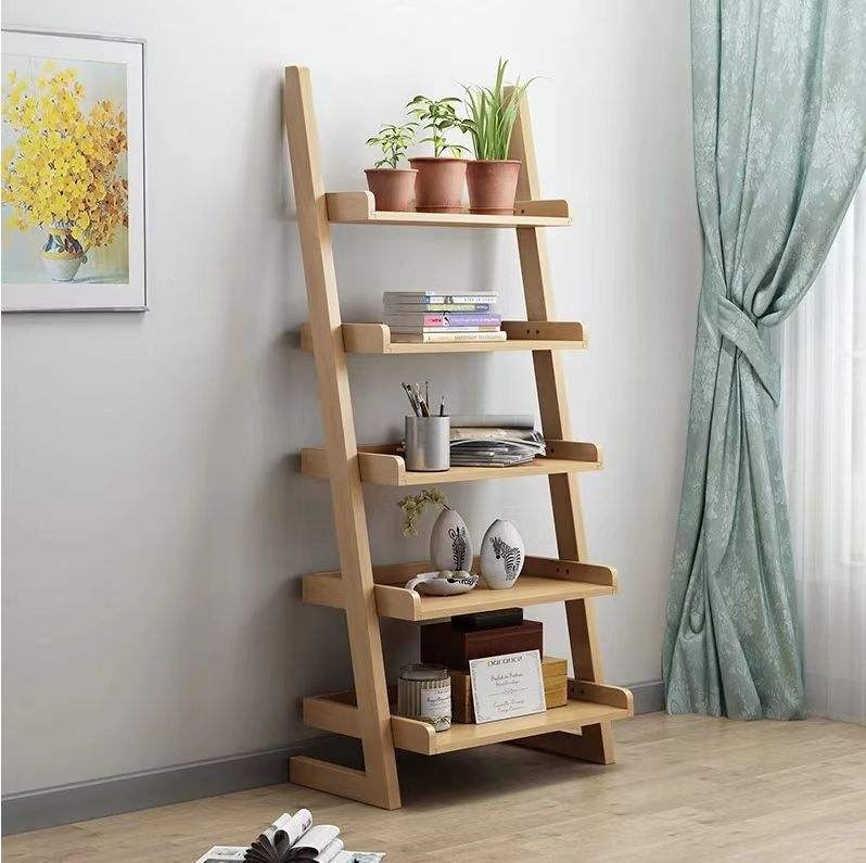Multi-Level Wooden Bookcase Simple Display Bookshelf for Living Room Comic Style Home Furniture Storage Cabinets