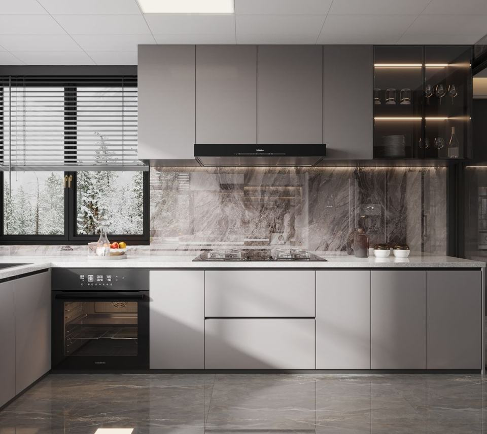 Custom Modern Plywood Kitchen Cabinets Contemporary Design Melamine Kitchen Storage Cabinet