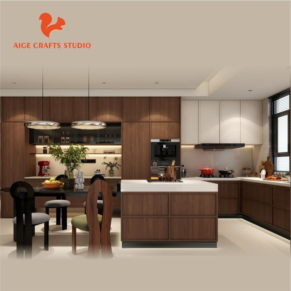 Modern Italian Cucina Complete Plywood Pantry Cupboard 3D Kitchen Cabinets with Pvc Door