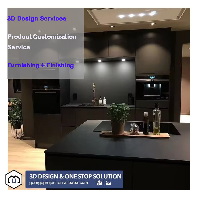 Israel Villa Project High Glossy Sintered Island Table With Faucet Sink Design Furniture Set Storage Kitchen Cabinets