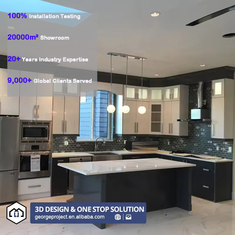 USA Villa Project Modern Custom Kitchen Cabinet Furniture Simple Design in Wood Material for Kitchen Cuisine