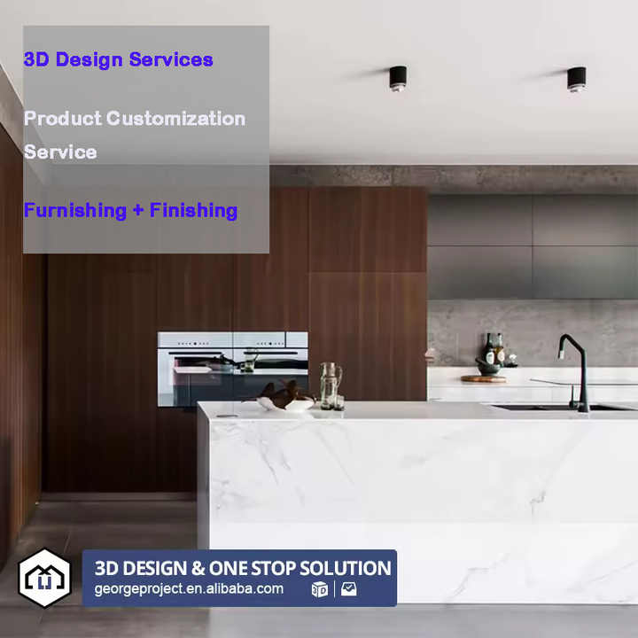 American Hotel Project Wood Manufacture Modern Custom Smart Cupboard Island Table Home Furniture Modular Kitchens Cabinets Set