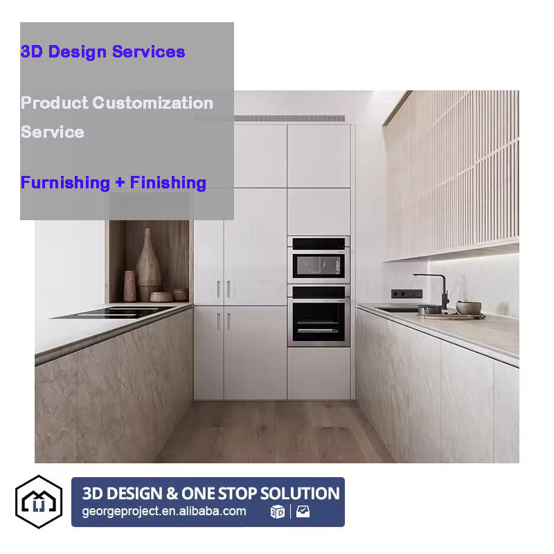 USA Project Contemporary Kitchen Cabinets with Automatic Touch System Modern Kitchen Hardware Includes Drawer Slide Accessories