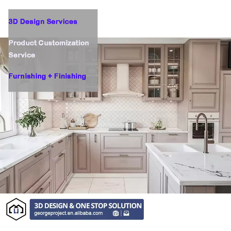 USA Project Contemporary Kitchen Cabinets with Automatic Touch System Modern Kitchen Hardware Includes Drawer Slide Accessories