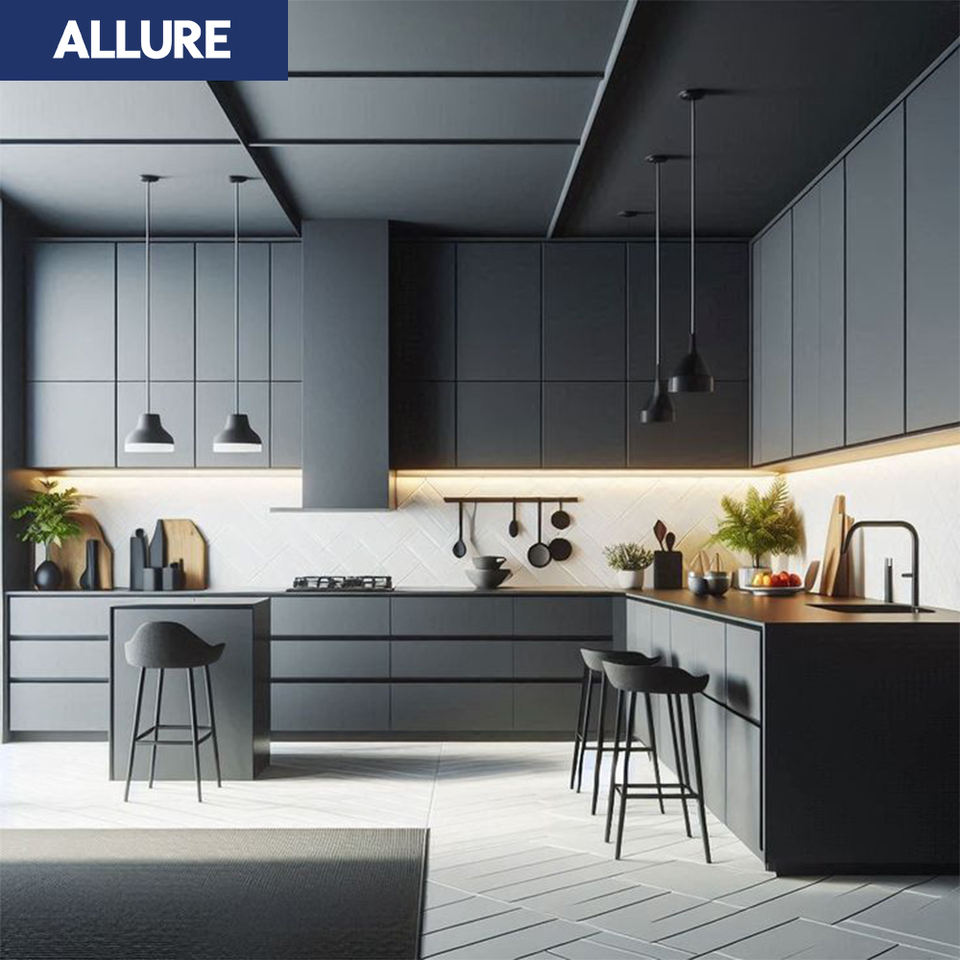 Allure Small Smart Custom Melamine Cocina Islands Complete Sets Accessories White Modern Cabinet Kitchen Design Furniture