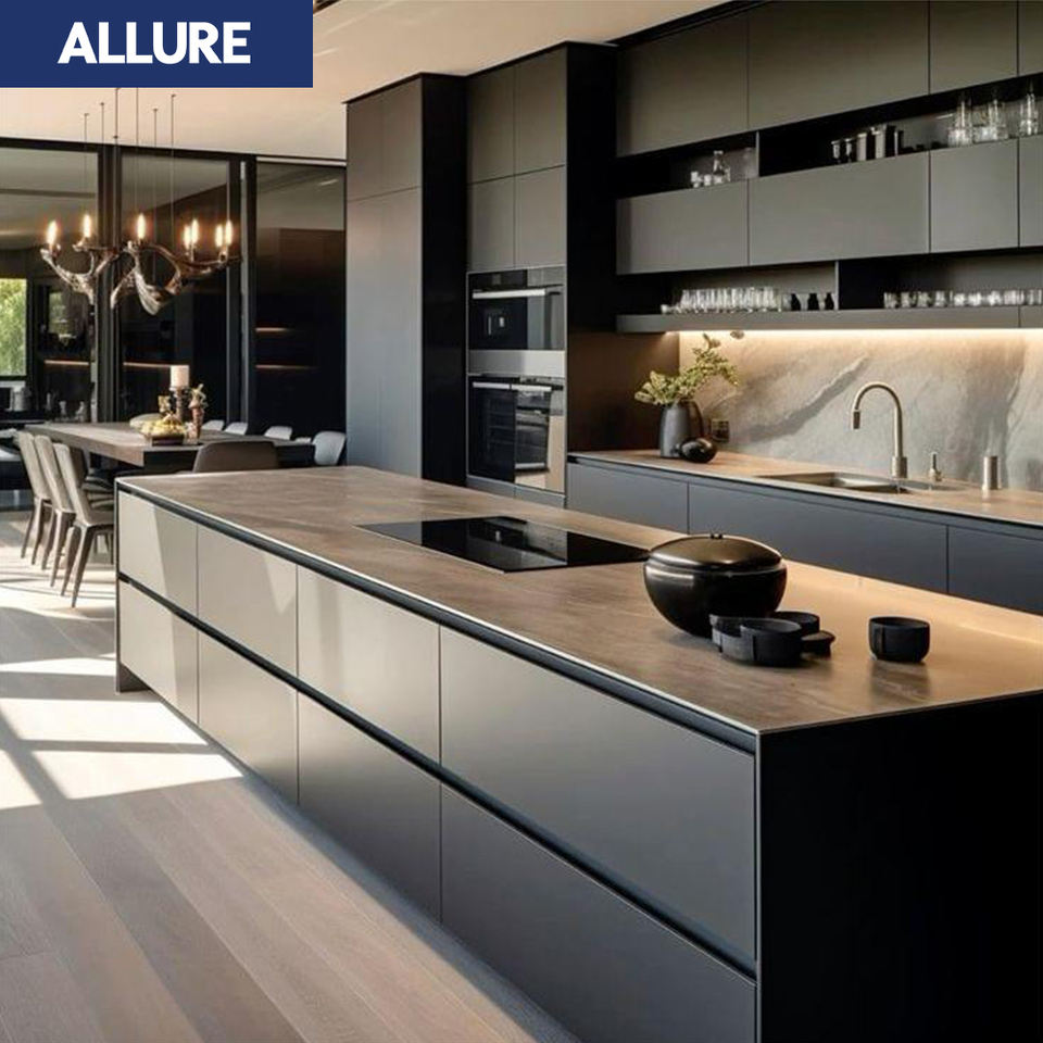 Allure Small Smart Custom Melamine Cocina Islands Complete Sets Accessories White Modern Cabinet Kitchen Design Furniture