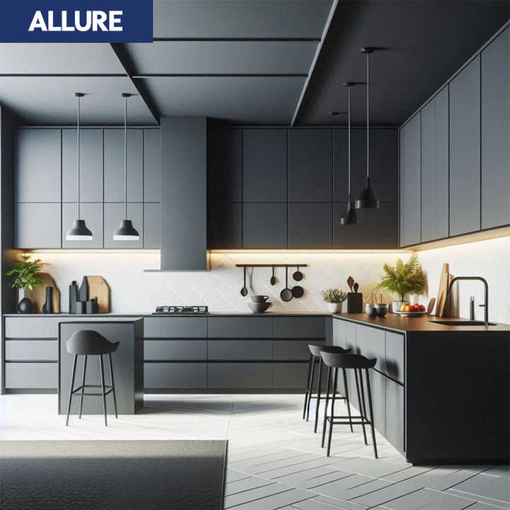 Allure Small Smart Custom Melamine Cocina Islands Complete Sets Accessories White Modern Cabinet Kitchen Design Furniture