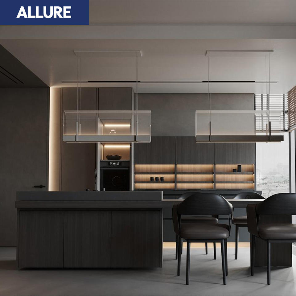 Allure Latest Pack Innovations 1 Set Rubber Custom Design Modular Modern Solid Wood Kitchen Cabinets Island