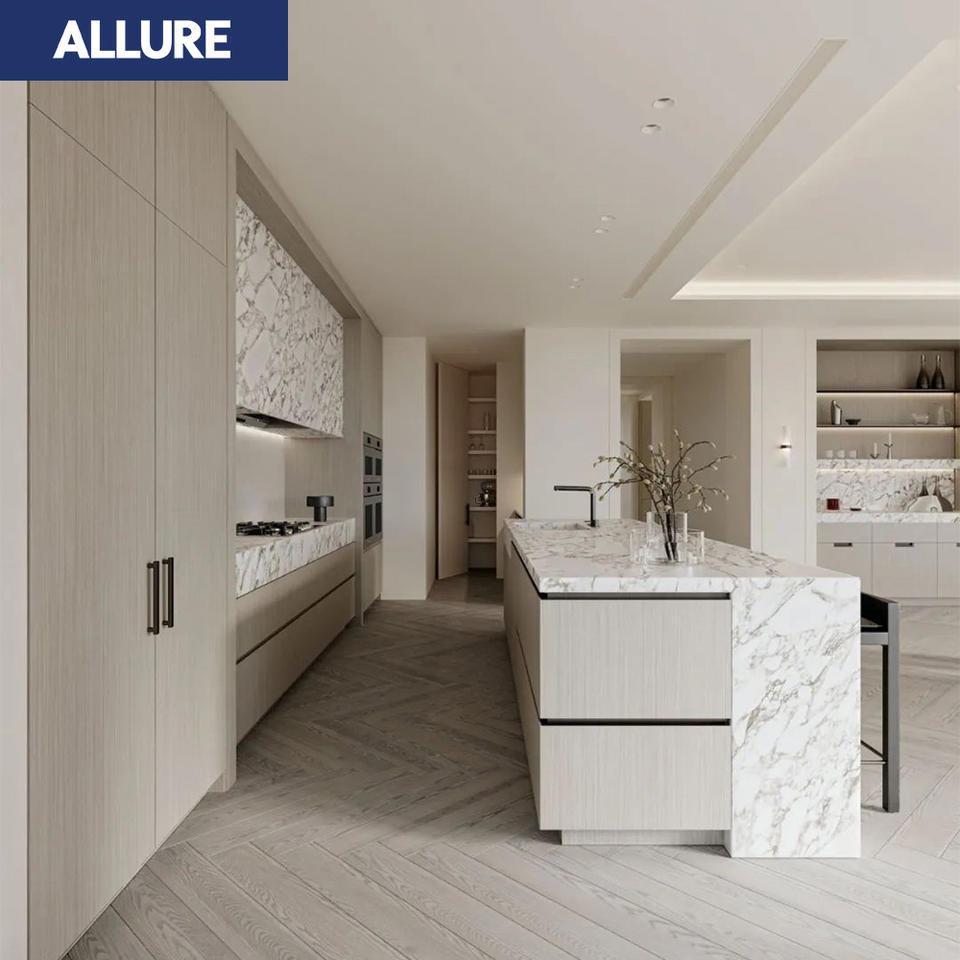 Allure Latest Pack Innovations 1 Set Rubber Custom Design Modular Modern Solid Wood Kitchen Cabinets Island