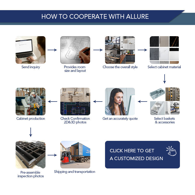 Allure Latest Pack Innovations 1 Set Rubber Custom Design Modular Modern Solid Wood Kitchen Cabinets Island