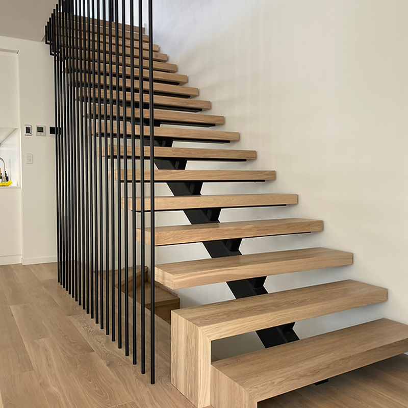 CBMmart Luxury Villa Custom Design Walnut Glass Designer Motion Sense LED Contemporary Residential Stair