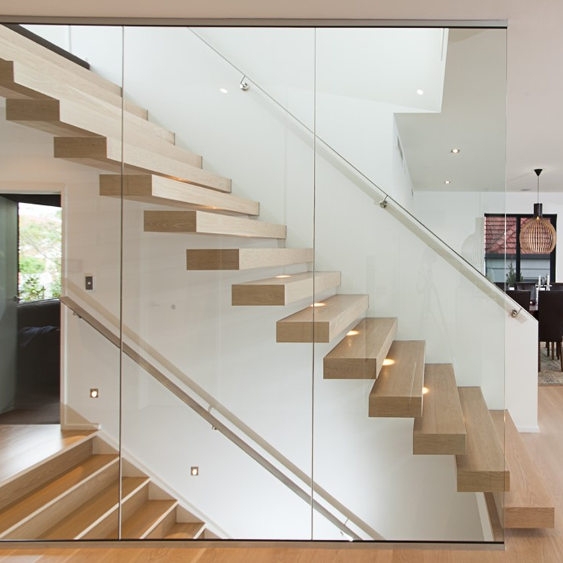 CBMmart Contemporary Design Floating Glass Wood Curved Designer Modern Residential Stair