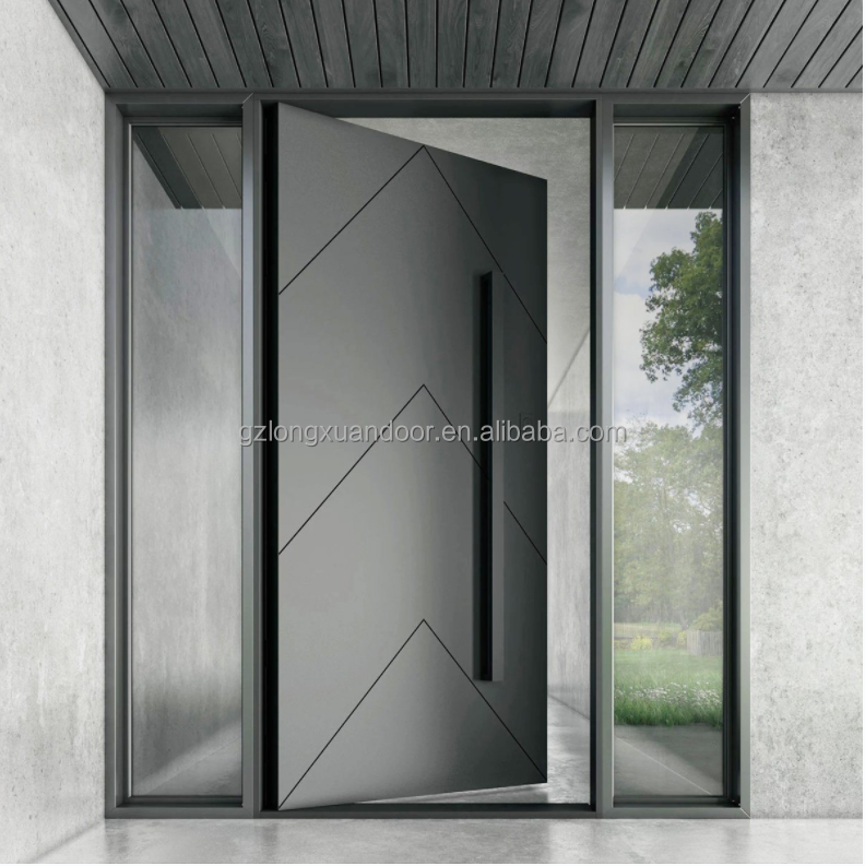 Security Aluminum Pivot Doors Outdoor Use Anti-Theft Feature Midcentury Modern Dining Hall Entry Hotels Villas Farmhouses 5 Year