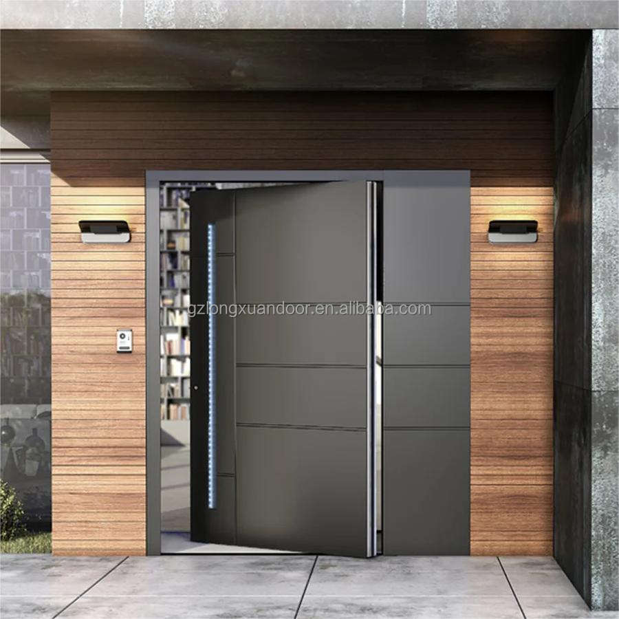 Security Aluminum Pivot Doors Outdoor Use Anti-Theft Feature Midcentury Modern Dining Hall Entry Hotels Villas Farmhouses 5 Year