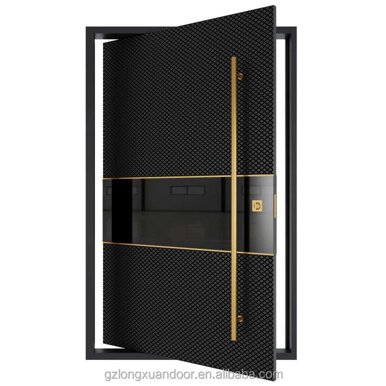 Security Aluminum Pivot Doors Outdoor Use Anti-Theft Feature Midcentury Modern Dining Hall Entry Hotels Villas Farmhouses 5 Year