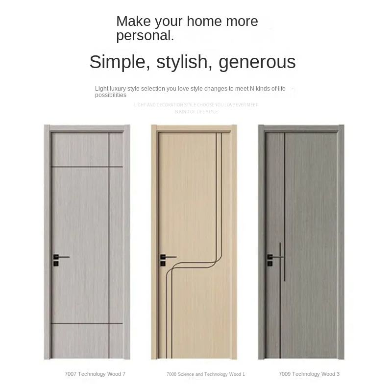 Indoor Carbon Crystal Wooden Bedroom Door Postmodern Design Guangdong Origin Sound Insulation Waterproof Bathroom Apartment