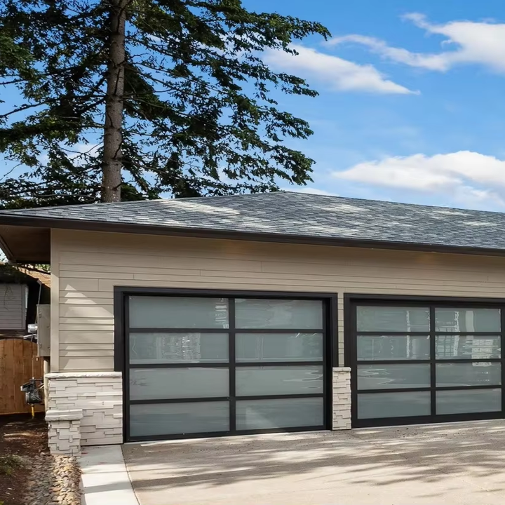 Custom-Made Commercial Garage Doors Export Aluminium Alloy with Full-Film Glass Transparent Sectional Design