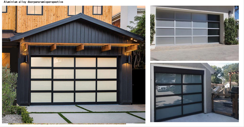 Custom-Made Commercial Garage Doors Export Aluminium Alloy with Full-Film Glass Transparent Sectional Design