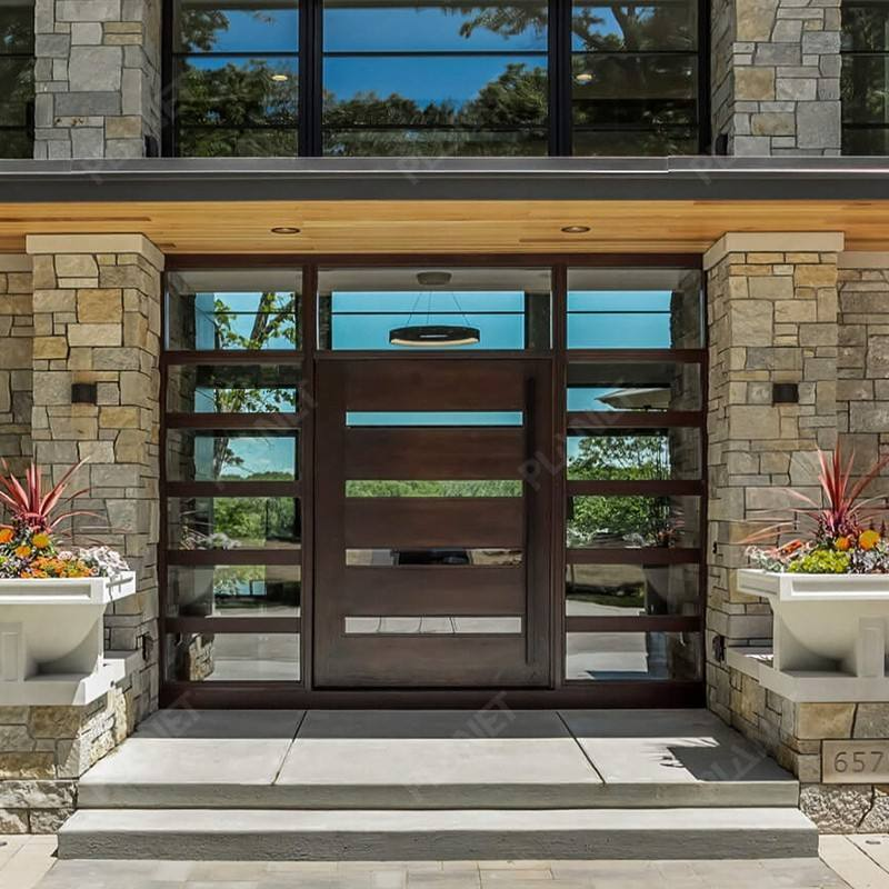 Contemporary Internal Solid Wooden Pivot Doors with Glass Flush Glazed Room Dividing Doors 20ft Entrance Gates