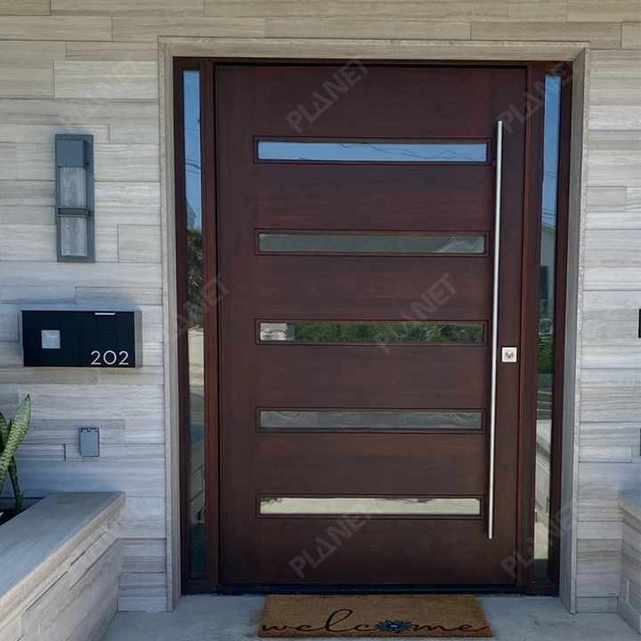 Modern Trending Luxury Entrance Pivot Doors New Release Residential Exterior Wood Grain with Glass Pivot Doors for Houses
