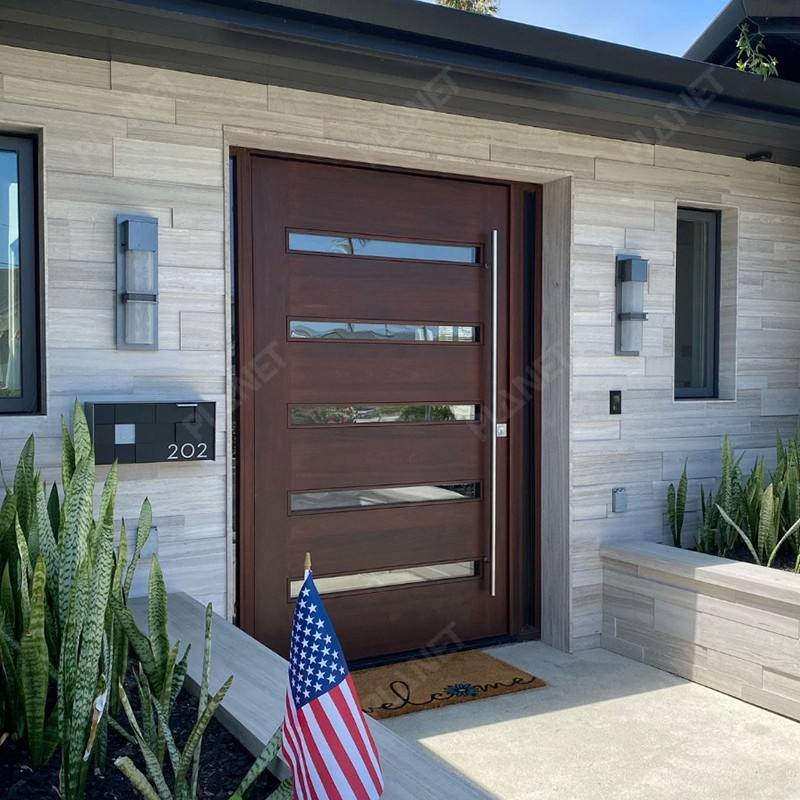 Modern Trending Luxury Entrance Pivot Doors New Release Residential Exterior Wood Grain with Glass Pivot Doors for Houses