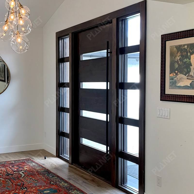 Modern Trending Luxury Entrance Pivot Doors New Release Residential Exterior Wood Grain with Glass Pivot Doors for Houses