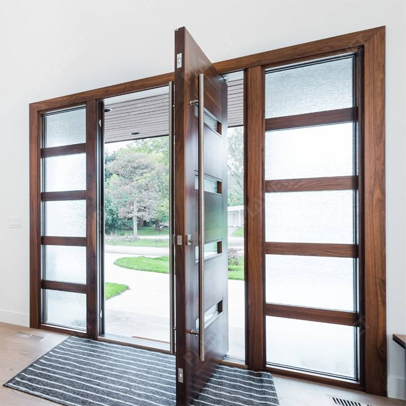 Modern Trending Luxury Entrance Pivot Doors New Release Residential Exterior Wood Grain with Glass Pivot Doors for Houses