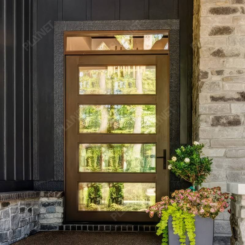 Modern Style Solid Teak Wooden Patio Pivot Doors with Tempered Glass Fire Prevention for Bedrooms Bathrooms Finished Surface