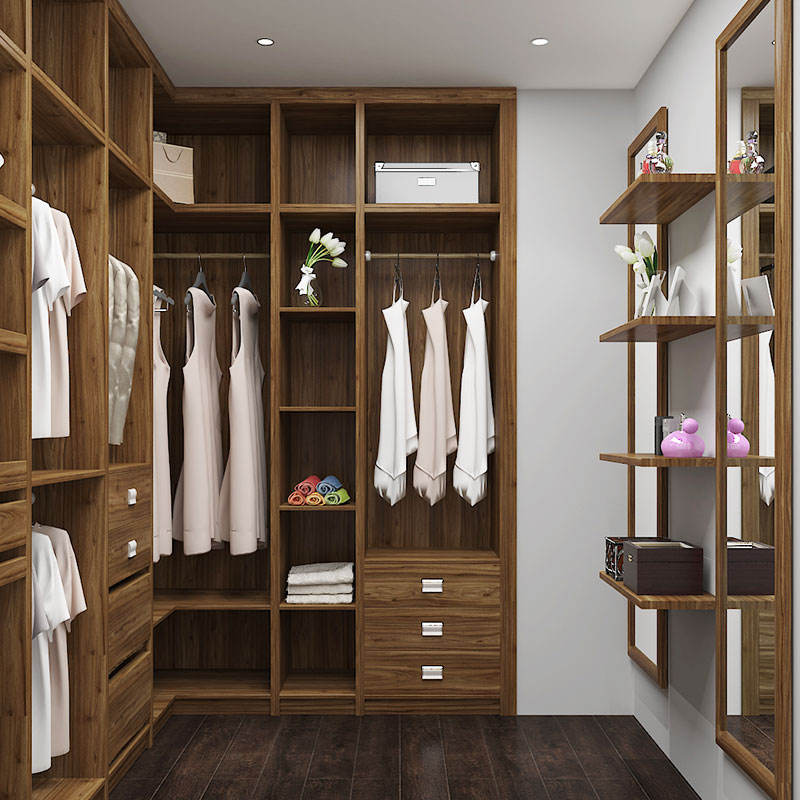 OPPEIN Modern Design Cheap Price Bedroom Household Wooden Wood Grain Walk-in Closet Wardrobe With Lock and Key
