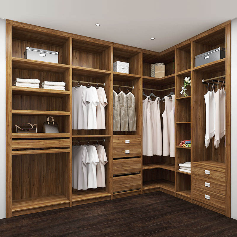 OPPEIN Modern Design Cheap Price Bedroom Household Wooden Wood Grain Walk-in Closet Wardrobe With Lock and Key