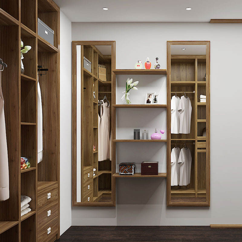 OPPEIN Modern Design Cheap Price Bedroom Household Wooden Wood Grain Walk-in Closet Wardrobe With Lock and Key