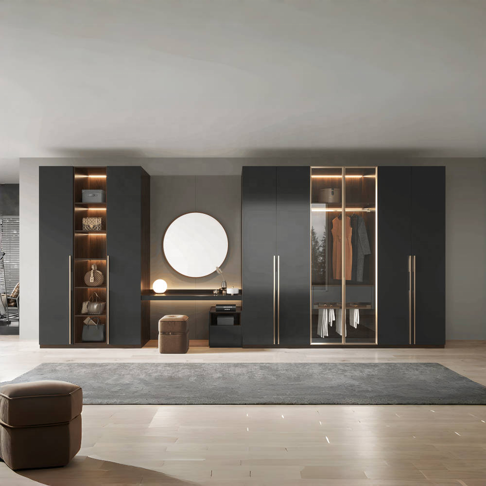 New Italian Style Luxury Bedroom Furniture Set Wall Hung Wardrobe Closet Amoire With 6 Doors